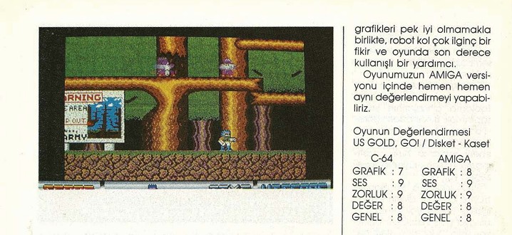 Bionic Commando C64 / Amiga inceleme sayfası